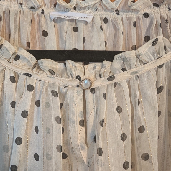 Polka Dot Sheer Blouse - White - Picture 6 of 9
